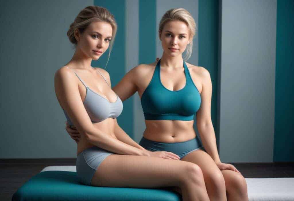 Dos mujeres sexys en ropa deportiva ligera